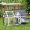 65" Chicken Coop Wooden with Detachable Run, Outdoor Chicken House Poultry Cage Hen with Nesting Box, Removable Tray, Roosting Bars, Ramp