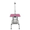 42" Folding Dog Pet Grooming Table Stainless Steel Frame Rubber Mat on Board with Adjustable Arm and Clamps pet dog Cat Grooming Table (PINK COLOR)