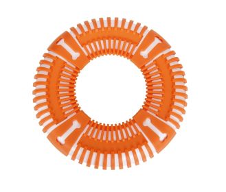 Pet Life Flex Bark Flexible Frisbee Extreme Outdoor Training Durable Fetch Dog Toy (Color: Orange)