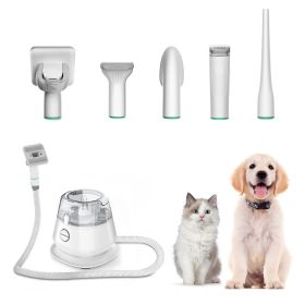 INSE P20 Pet Grooming Kit & Vacuum Suction 99% Pet Hair, Professional Grooming Clippers with 5 Grooming Tools for Dogs Cats and (Plug Type: us, Color: White)