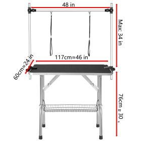 46in Professional Dog Pet Grooming Table Large Adjustable Heavy Duty Portable w/Arm & Noose & Mesh Tray (Color: Grooming Table, size: 36in)