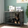 Modern Kennel Dogs room up to 80 LB, Dog crate furniture with Multi-Purpose Rremovable Ttray, Double-Door Dog House, lift Panel