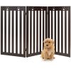 36 Inch Folding Wooden Freestanding Pet Gate Dog Gate with 360�� Flexible Hinge