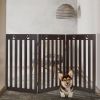 36 Inch Folding Wooden Freestanding Pet Gate Dog Gate with 360�� Flexible Hinge