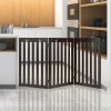 36 Inch Folding Wooden Freestanding Pet Gate Dog Gate with 360�� Flexible Hinge