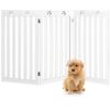 36 Inch Folding Wooden Freestanding Pet Gate Dog Gate with 360�� Flexible Hinge