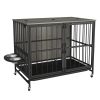 Modern Kennel Dogs room up to 80 LB, Dog crate furniture with Multi-Purpose Rremovable Ttray, Double-Door Dog House, lift Panel