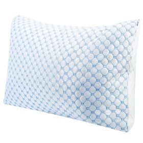 Cooling Memory Foam Pillow Ventilated Soft Bed Pillow with Cooling Gel Infused Memory Foam Heat Moisture Reducing Cooling Fiber Breathable Machine Was (size: King_1Pc)