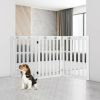 36 Inch Folding Wooden Freestanding Pet Gate Dog Gate with 360�� Flexible Hinge